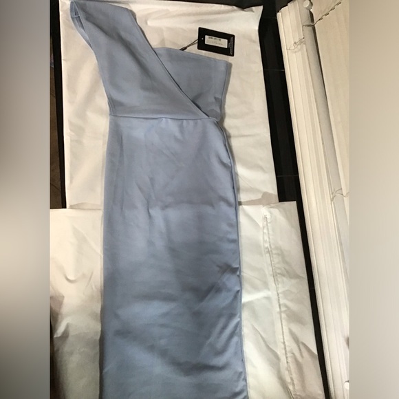 Pretty Little Thing NWT Dusty Blue One Shoulder Bodycon Dress Size 4 EU8 - Picture 5 of 9